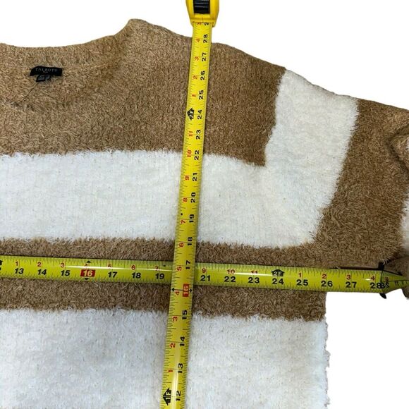 Talbots Ultra Plush Striped Sweater Tan White Crewneck Size 2X - Picture 8 of 9